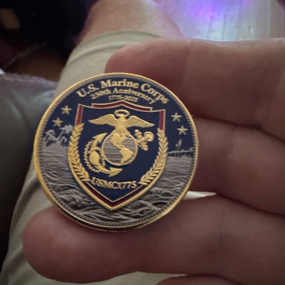 U.S. Marine Corps 250th Anniversary Challenge Coin - Blue & Gold - Picture 6 of 6